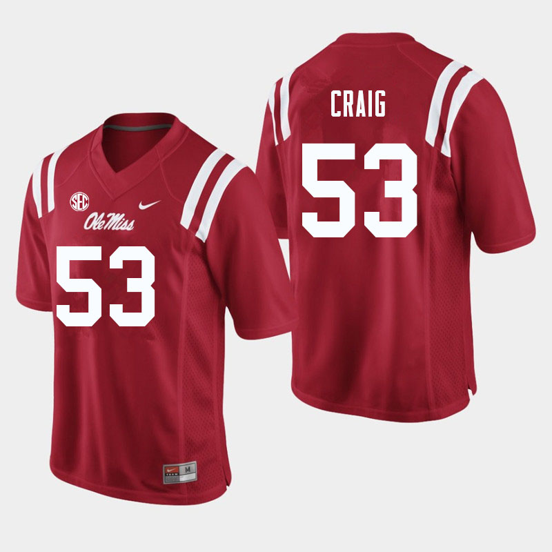 Men #53 Carter Craig Ole Miss Rebels College Football Jerseys Sale-Red